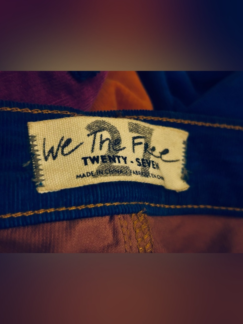 Supernova Rainbow We the Free 27 Small Corduroy Pants Stars Flowers Wide Leg - Picture 14 of 16